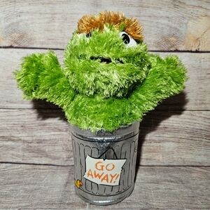Sesame street Oscar the grouch trash can go away plush